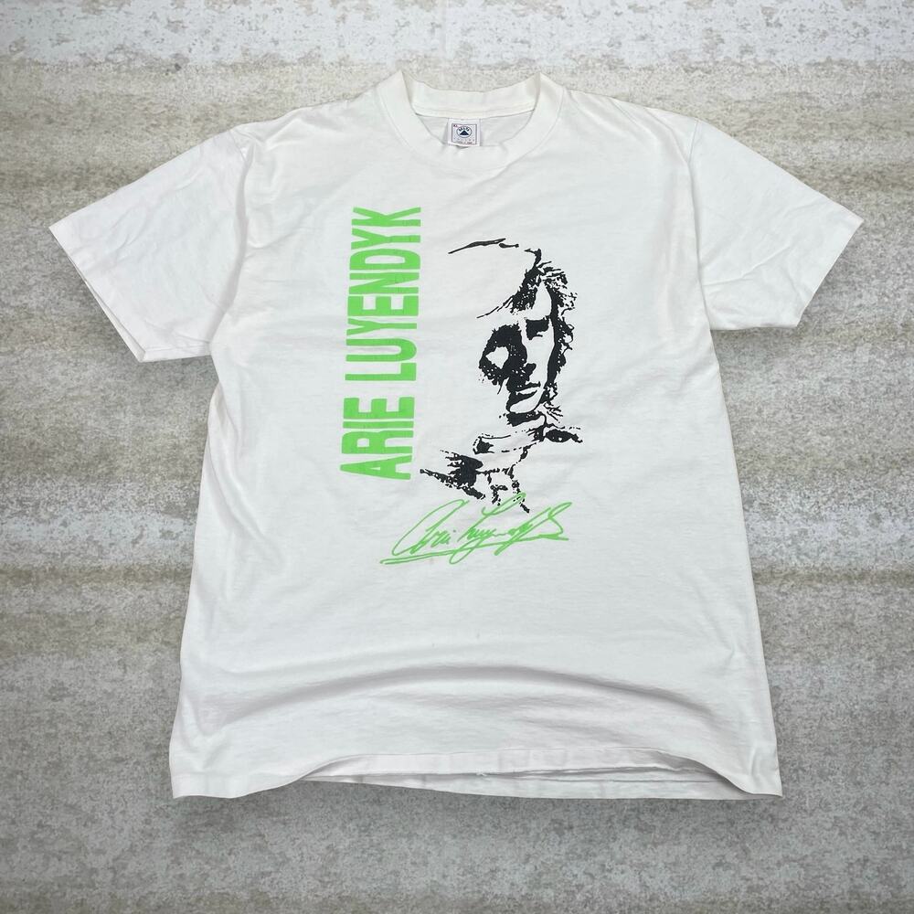 Vintage 90s Arie Luyendik Shirt Mens XL White Indy 500 Racing Green Rare Design